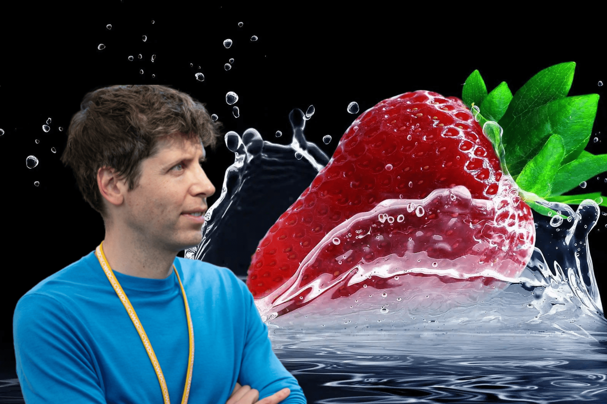 OpenAI's CEO Sam Altman with a strawberry