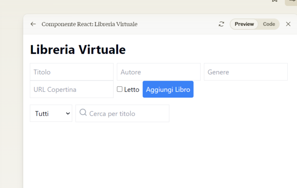 Libreria virtuale creata con Claude 3.5